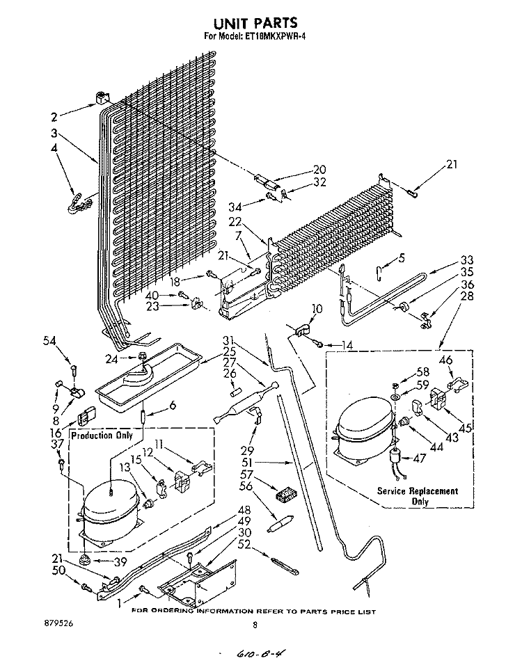 UNIT Diagram and Parts List for ET18MKXPWR4  Whirlpool Refrigerator