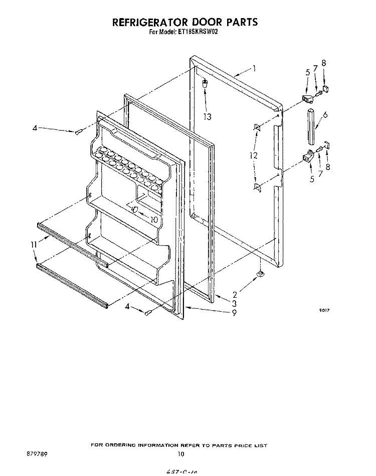 REFRIGERATOR DOOR, LIT/OPTIONAL Diagram and Parts List for ET18SKRSW02  Whirlpool Refrigerator