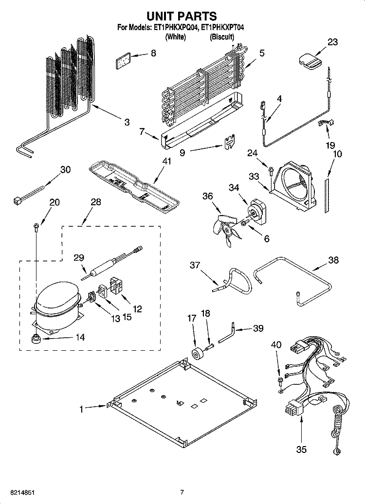 UNIT PARTS Diagram and Parts List for ET1PHKXPT04  Whirlpool Refrigerator