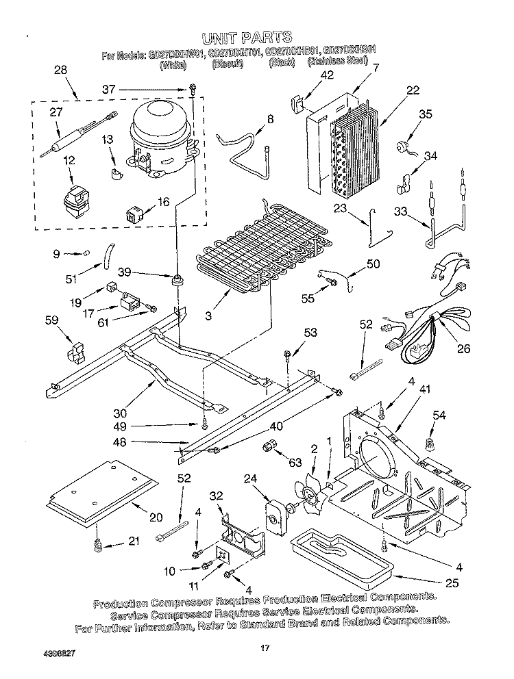 UNIT Diagram and Parts List for GD27DIXHT01  Whirlpool Refrigerator
