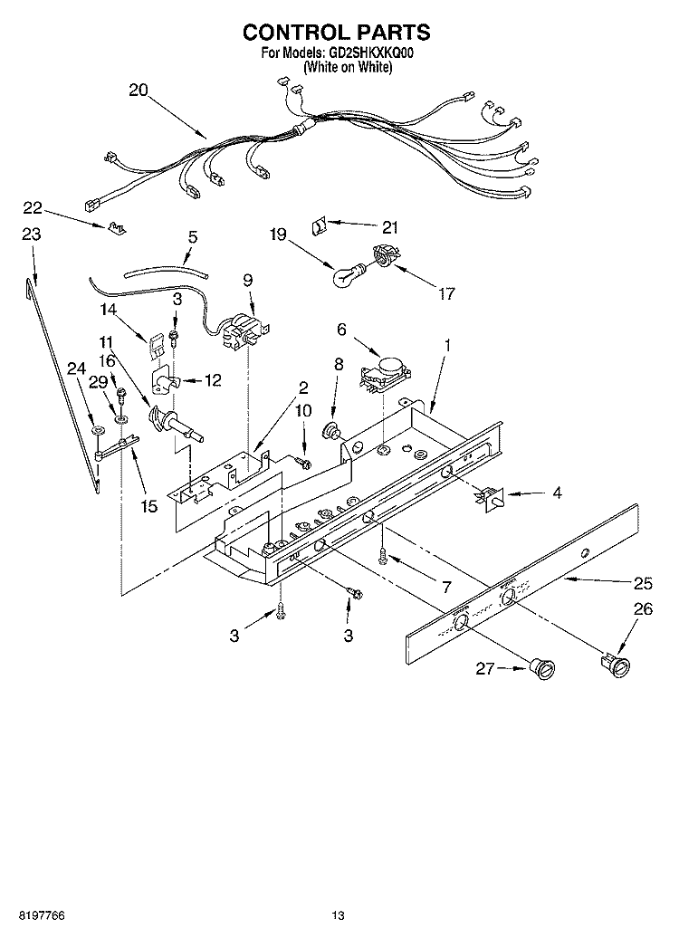 CONTROL, OPTIONAL Diagram and Parts List for GD2SHKXKQ00  Whirlpool Refrigerator