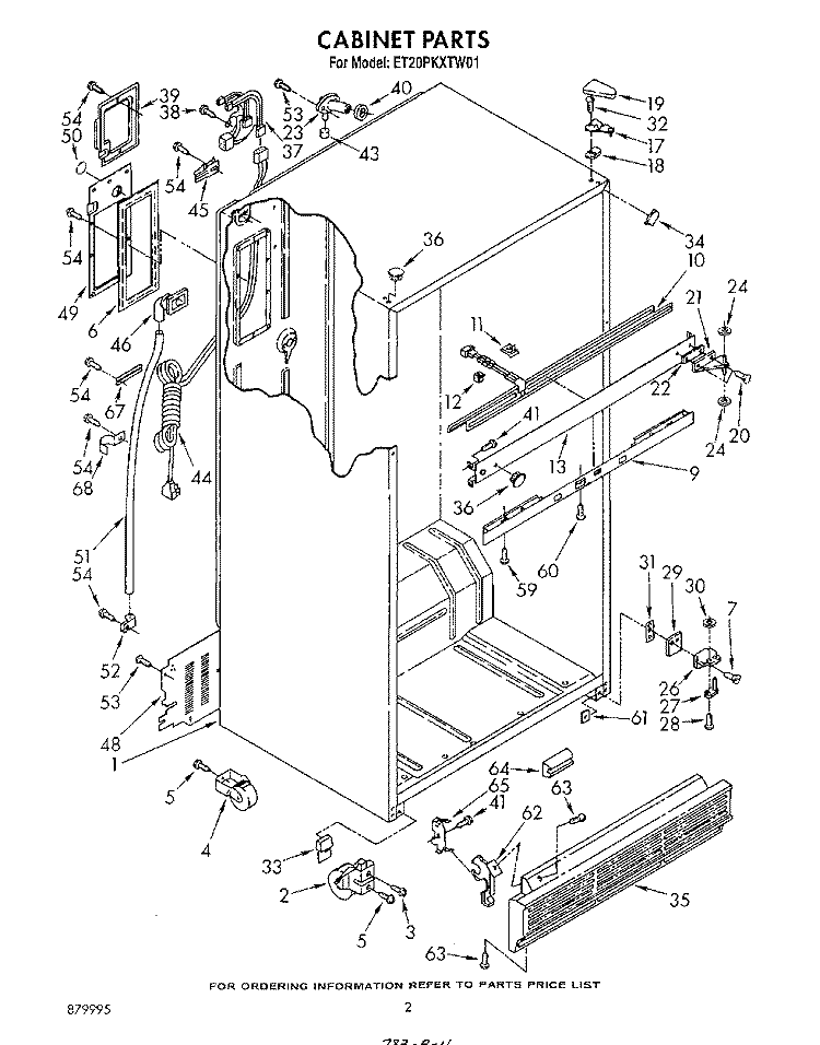 CABINET Diagram and Parts List for ET20PKXTG01  Whirlpool Refrigerator