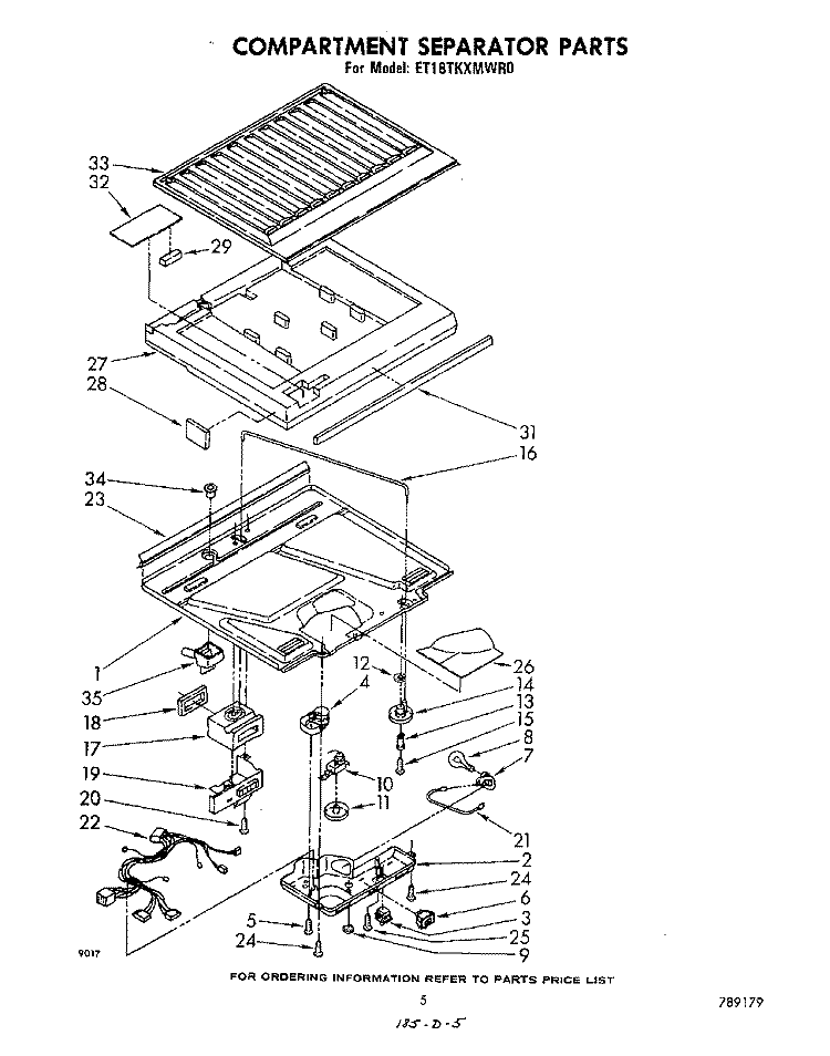 COMPARTMENT SEPARATOR Diagram and Parts List for ET18TKXMWR0  Whirlpool Refrigerator
