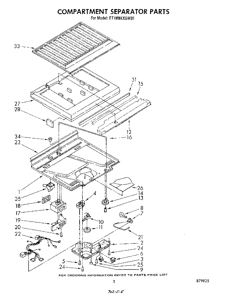 COMPARTMENT SEPARATOR Diagram and Parts List for ET18MKXSW00  Whirlpool Refrigerator