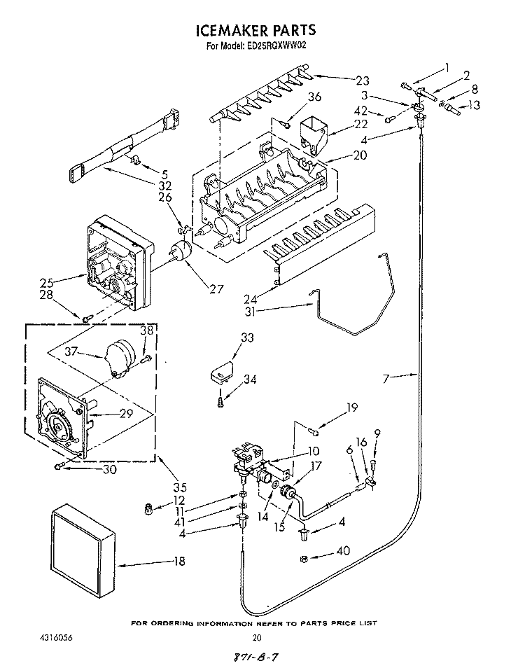 ICE MAKER , NOT ILLUSTRATED Diagram and Parts List for ED25RQXWW02  Whirlpool Refrigerator