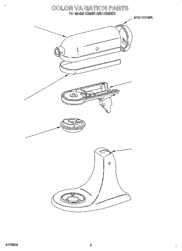 COLOR VARIATION Diagram and Parts List for  KitchenAid Mixer