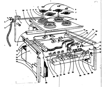 Top Section And Outer Body Parts Diagram and Parts List for 1554546741  Kenmore Range