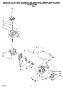 BRAKE, CLUTCH, GEARCASE, MOTOR AND PUMP PARTS Diagram and Parts List for  Roper Washer