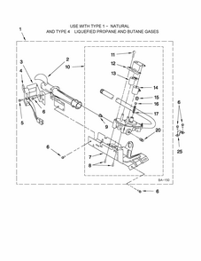 8318272 Burner Assembly Diagram and Parts List for 110C73512201  Kenmore Dryer