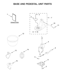 Base And Pedestal Unit Parts Diagram and Parts List for  KitchenAid Mixer