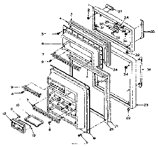 Door Parts Diagram and Parts List for 106T14EX  Kenmore Refrigerator