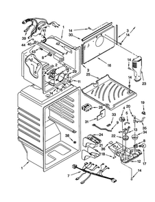 Liner Diagram and Parts List for ET21MMXJW01  Whirlpool Refrigerator