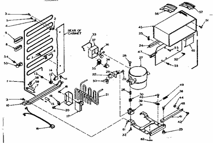 Refrigerator Unit Diagram and Parts List for 106U12DL  Kenmore Refrigerator