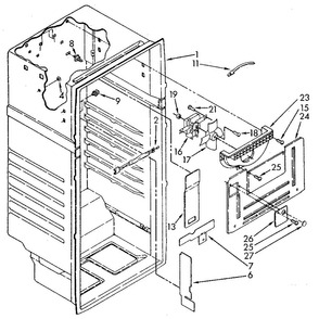 Liner Diagram and Parts List for ET18JKXSN07  Whirlpool Refrigerator