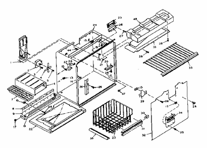 Freezer Section Parts Diagram and Parts List for 106U14GL  Kenmore Refrigerator