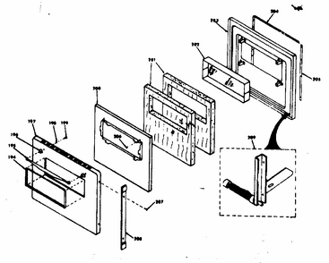 Lower Oven Door Diagram and Parts List for 8504277310  Kenmore Range