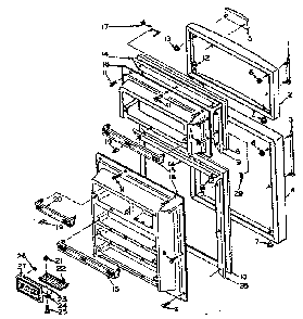 Refrigerator Door Parts Diagram and Parts List for 106U14E  Kenmore Refrigerator