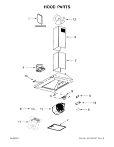Hood Parts Diagram and Parts List for  Whirlpool Range Hood