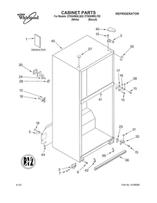Cabinet Diagram and Parts List for ET8GHMXLQ02  Whirlpool Refrigerator