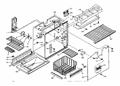 Freezer Section Parts Diagram and Parts List for 106W16G1  Kenmore Refrigerator