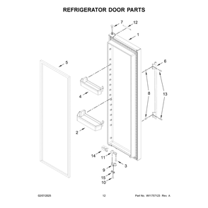 Refrigerator Door Parts Diagram and Parts List for  KitchenAid Refrigerator