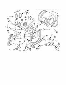 Bulkhead Parts Diagram and Parts List for 110C73512201  Kenmore Dryer