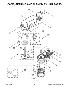 04 - Case, Gearing And Planetary Unit Parts Diagram and Parts List for KSM156MPTFL5  Whirlpool Mixer