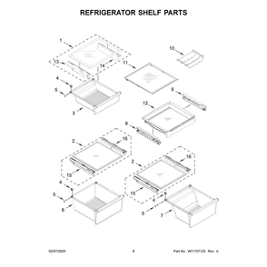 Refrigerator Shelf Parts Diagram and Parts List for  KitchenAid Refrigerator
