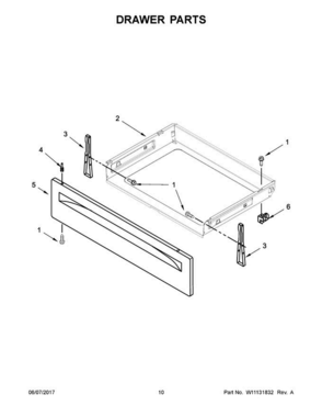 06 - Drawer Parts Diagram and Parts List for  Whirlpool Range