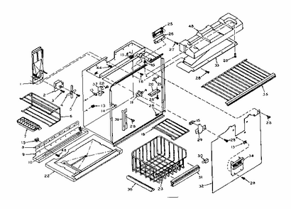 Freezer Section Parts Diagram and Parts List for 106W16GL3  Kenmore Refrigerator