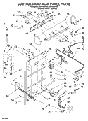 CONTROLS AND REAR PANEL Diagram and Parts List for  Whirlpool Washer