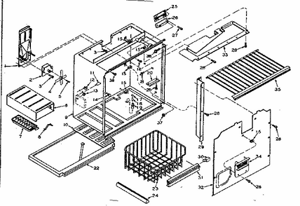 Freezer Section Parts Diagram and Parts List for 106T14G  Kenmore Refrigerator
