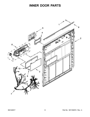 04 - INNER DOOR PARTS Diagram and Parts List for  Whirlpool Dishwasher
