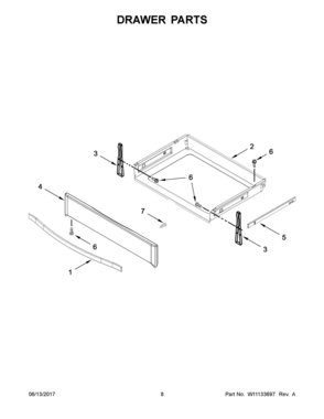05 - DRAWER PARTS Diagram and Parts List for  Whirlpool Range