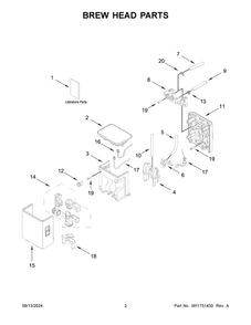 02 - Brew Head Parts Diagram and Parts List for KES8558PL0  Whirlpool Espresso Machine