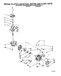 BRAKE, CLUTCH, GEARCASE, MOTOR & PUMP Diagram and Parts List for  KitchenAid Washer