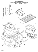 SHELF Diagram and Parts List for GT1SHTXLB01  Whirlpool Refrigerator