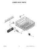 LOWER RACK PARTS Diagram and Parts List for  KitchenAid Dishwasher