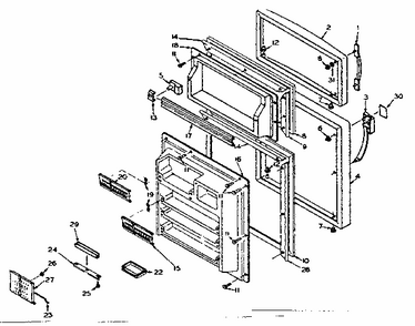 Door Parts Diagram and Parts List for 106W14D2  Kenmore Refrigerator
