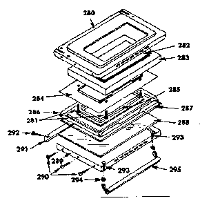 Oven Door Diagram and Parts List for 1553567292  Kenmore Range