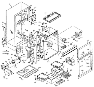 Cabinet Parts Diagram and Parts List for 106W14EL5  Kenmore Refrigerator
