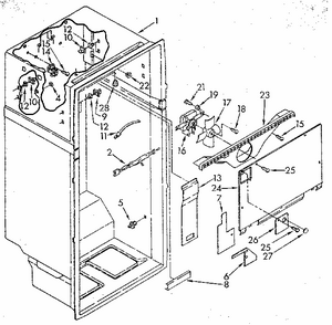 Liner Diagram and Parts List for 1069608610 SKR501W0 Kenmore Refrigerator