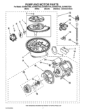 PUMP AND MOTOR PARTS Diagram and Parts List for  Whirlpool Dishwasher