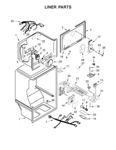 Liner Parts Diagram and Parts List for  Whirlpool Refrigerator