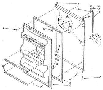 Refrigerator Door Diagram and Parts List for ET18NKXSN03  Whirlpool Refrigerator