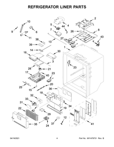 Refrigerator Liner Parts Diagram and Parts List for  Whirlpool Refrigerator