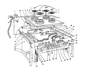 Top Section And Outer Body Parts Diagram and Parts List for 1554546691  Kenmore Range