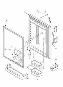 Refrigerator Door Parts Diagram and Parts List for GB2SHDXPT12  Whirlpool Refrigerator