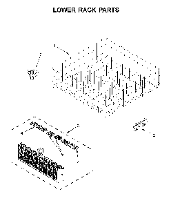 Lower rack parts Diagram and Parts List for  Whirlpool Dishwasher