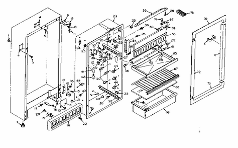 Cabinet Parts Diagram and Parts List for 106T11AL  Kenmore Refrigerator